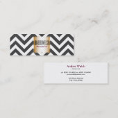 Carte De Visite Mini Or avec Motif Chevron Contemporain (Devant / Derrière)