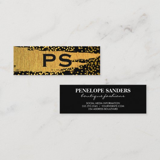 Carte De Visite Mini Or brossé et éclaboussé (Devant / Derrière)