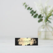 Carte De Visite Mini Or élégant brossé / Noir (Debout devant)