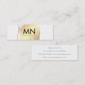 Carte De Visite Mini Or Faux Brossé avec Monogramme Chic (Devant / Derrière)