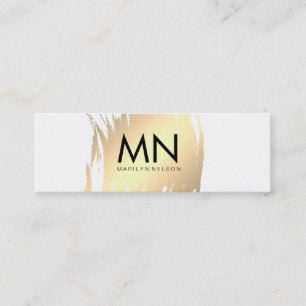 Carte De Visite Mini Or Faux Brossé avec Monogramme Chic
