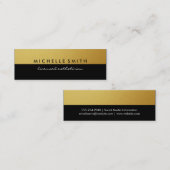 Carte De Visite Mini Or métallique et noir à deux tons (Devant / Derrière)