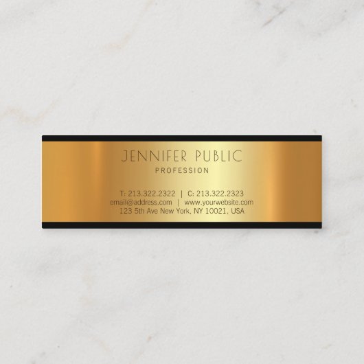 Carte De Visite Mini Or moderne Attractif Trending Glamor Plain (Dos)