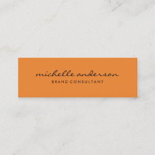 Carte De Visite Mini Orange minimaliste avec texte cursif