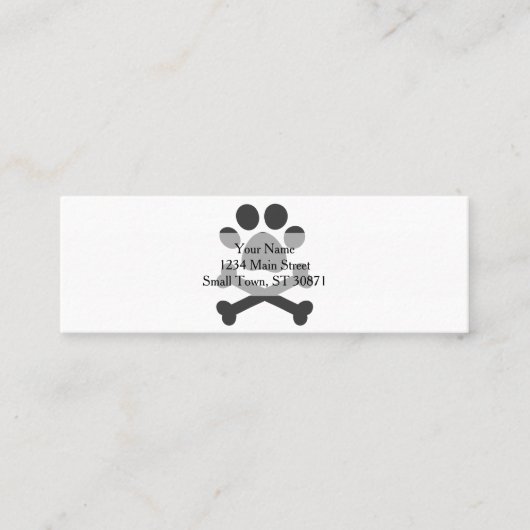 Carte De Visite Mini Os croisés Empreintes de pattes - Choisir la coule (Devant)