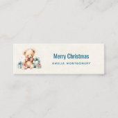 Carte De Visite Mini Ours en peluche mignonne avec cadeaux Joyeux Noël (Devant)