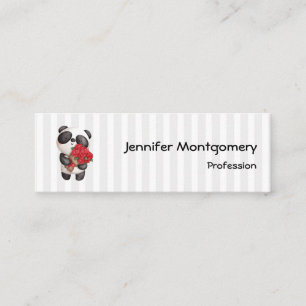 Carte De Visite Mini Ours Panda Mignon avec Bouquet de Roses