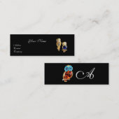 Carte De Visite Mini OWLS JEWEL, Or, Sapphire Bleu, Topaz Pearle Blanch (Devant / Derrière)