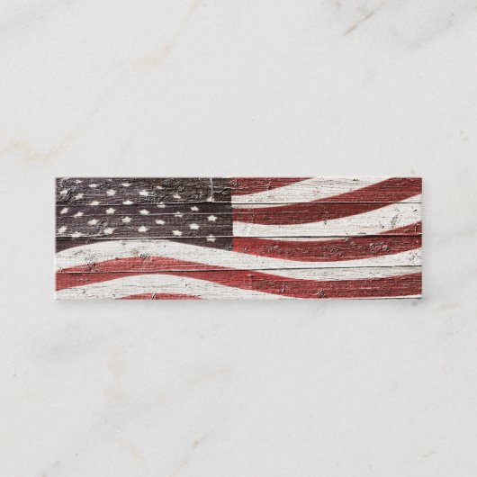 Carte De Visite Mini Painted American Flag on Rustic Wood Texture (Devant)