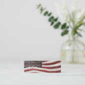 Carte De Visite Mini Painted American Flag on Rustic Wood Texture (Debout devant)