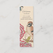 Carte De Visite Mini Paire d'oiseaux avec roses et papillons (Dos)