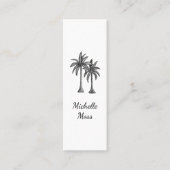Carte De Visite Mini Palmiers tropicaux Plage moderne Noir Blanc (Devant)
