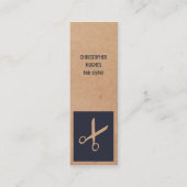 Carte De Visite Mini Papier Kraft moderne Blue Cisor Hair Stlist (Devant)