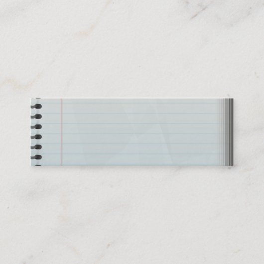 Carte De Visite Mini Papier rayé de carnet de notes à spirale (Devant)