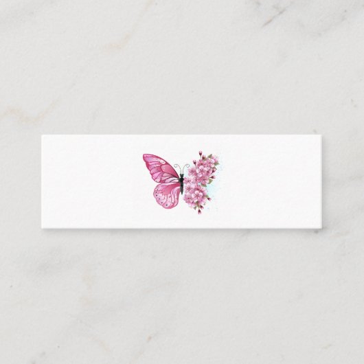 Carte De Visite Mini Papillon à fleurs avec Sakura rose (Devant)
