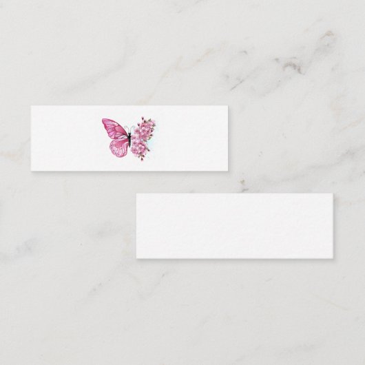 Carte De Visite Mini Papillon à fleurs avec Sakura rose (Devant / Derrière)