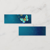 Carte De Visite Mini Papillons d'or sur un Arrière - plan bleu (Devant / Derrière)