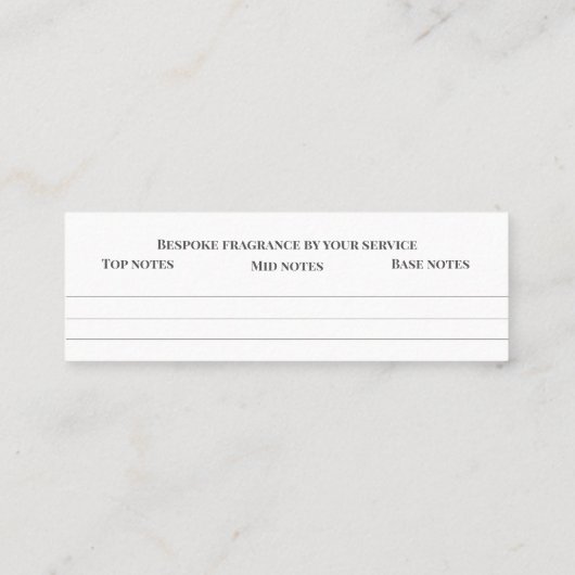 Carte De Visite Mini Parfum sur mesure parfum personnel sniff note mixe (Dos)