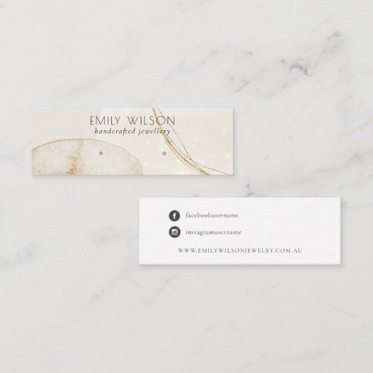 Carte De Visite Mini Parties scintillant Abstraite Écran d'oreille Beig (Devant / Derrière)