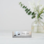 Carte De Visite Mini Parties scintillant Argent Ombre Élégant Faux Lash (Debout devant)