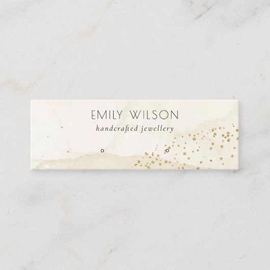 Carte De Visite Mini Parties scintillant beige Aquarelle Or Écran d'ore (Devant)