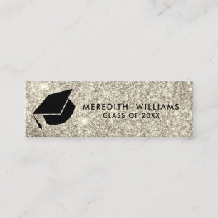 Carte De Visite Mini Parties scintillant d'argent Inscription du diplô
