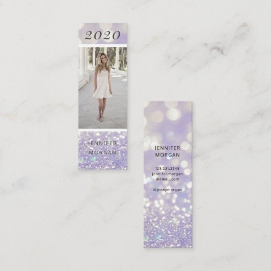 Carte De Visite Mini Parties scintillant de diplôme luxueuse photo de n (Devant / Derrière)