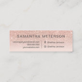 Carte De Visite Mini parties scintillant d'or rose moderne d'or sombre (Dos)