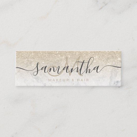 Carte De Visite Mini parties scintillant dorée claire moderne cheveux e (Devant)