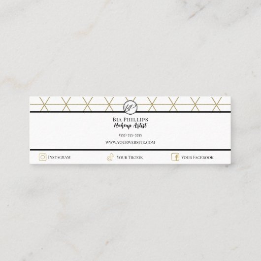 Carte De Visite Mini Parties scintillant Lèvres à gouttes d'or Artiste (Dos)