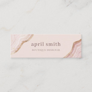 Carte De Visite Mini Pastel Blush doux Rose Or Agate Marbre Texture