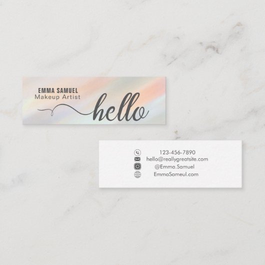 Carte De Visite Mini Pastel moderne Gradient Hello Minimal Calligraphie (Devant / Derrière)
