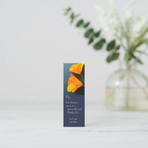 Carte De Visite Mini Pavot de Californie sur arrière - plan bleu