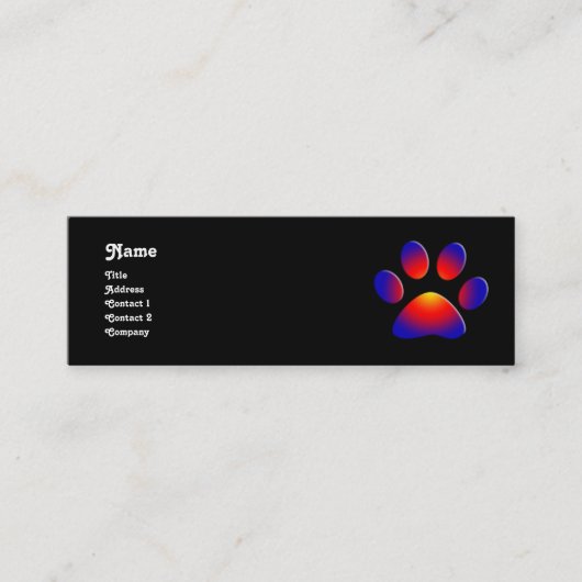 Carte De Visite Mini PAW COLORÉ, noir (Devant)