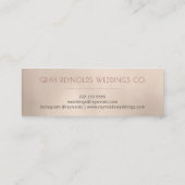 Carte De Visite Mini Peach Gold Monogramme Élégant Wedding planner Flor (Dos)