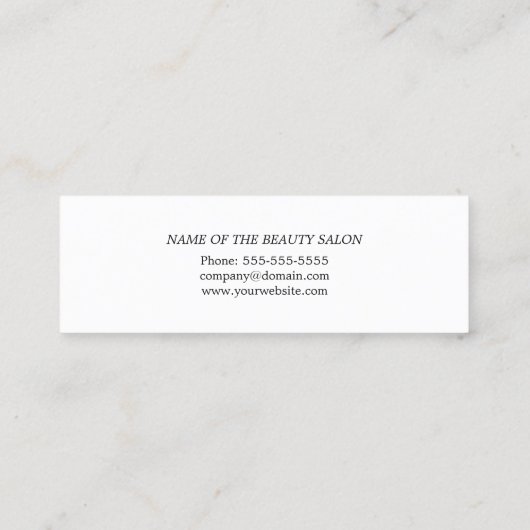 Carte De Visite Mini Peigne Elégant blanc Faux Or Ciseaux (Dos)