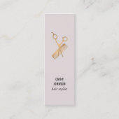 Carte De Visite Mini Peigne Elégant Faux Or Ciseaux (Devant)