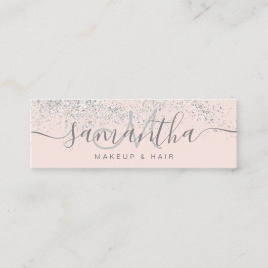 Carte De Visite Mini Peignoirs argentés parties scintillant rose pastel (Devant)