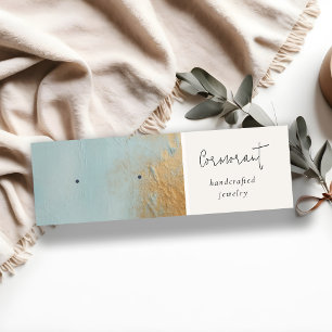 Carte De Visite Mini Peinture à l'huile d'or bleu Texture Porte-oreille