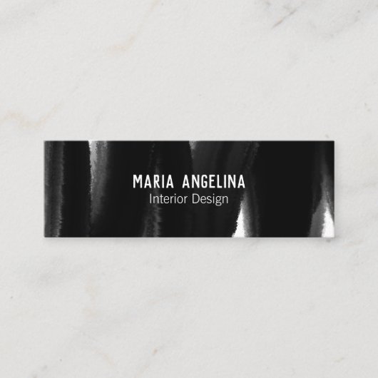 Carte De Visite Mini Peinture à pinceau noir blanc aquarelle (Devant)