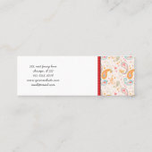 Carte De Visite Mini Persan Paisley, coeurs, points - rose bleu orange (Dos)