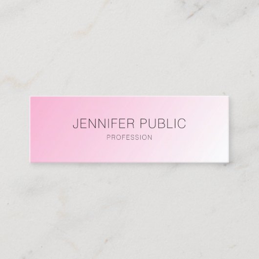 Carte De Visite Mini Personnalisé Rose Blanc Moderne Élégant Simple (Devant)