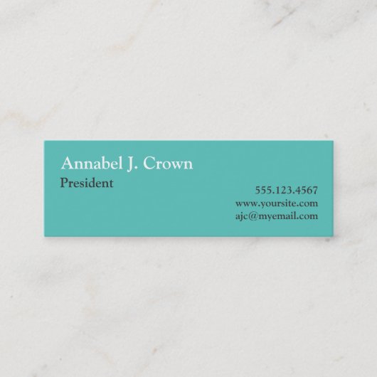 Carte De Visite Mini Petit logo de société turquoise solide traditionne (Devant)