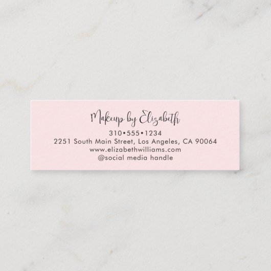 Carte De Visite Mini Photo Black Blush Pink Script Makeup Artist Modern (Dos)