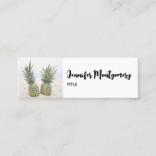 Carte De Visite Mini Photo de 2 ananas sur une plage