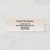 Carte De Visite Mini Photo de script minimal barbouillé beige (Dos)
