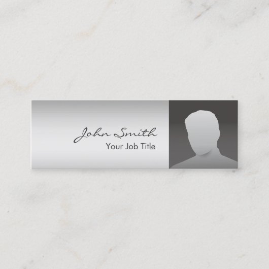 Carte De Visite Mini Photo personnalisée Argent moderne (Devant)