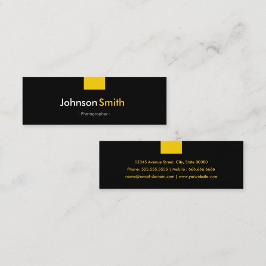 Carte De Visite Mini Photographe - Compacte jaune ambre (Devant / Derrière)