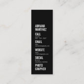 Carte De Visite Mini Photographie moderne photographe à la mode chic (Dos)