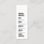 Carte De Visite Mini Photographie moderne photographe à la mode chic (Dos)